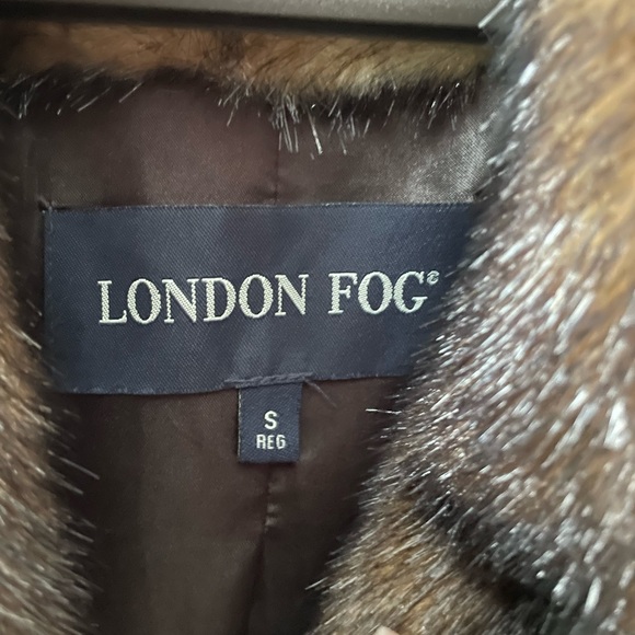NWOT fun piece! brown London Fog fake faux sable fur Swing A-line Coat, S M - Picture 3 of 5